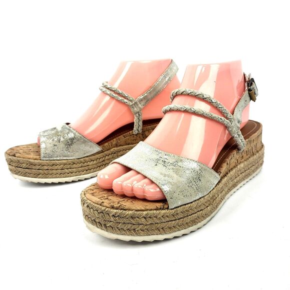Trask Christine Sandals metallic Espadrilles Platform Slip On - Picture 1 of 16